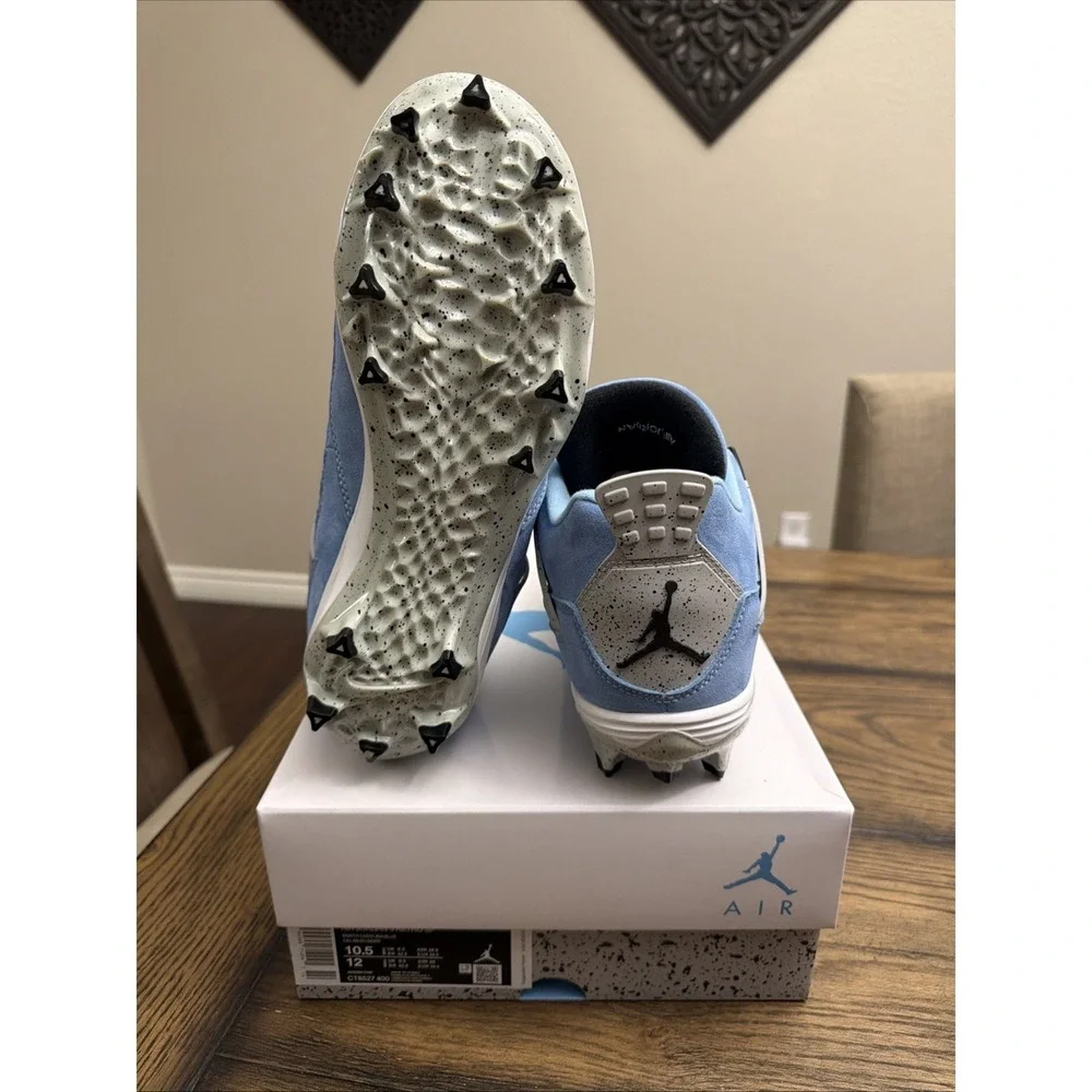 Custom Air Jordan 4 University Blue Football Cleats  Mens Size 10.5